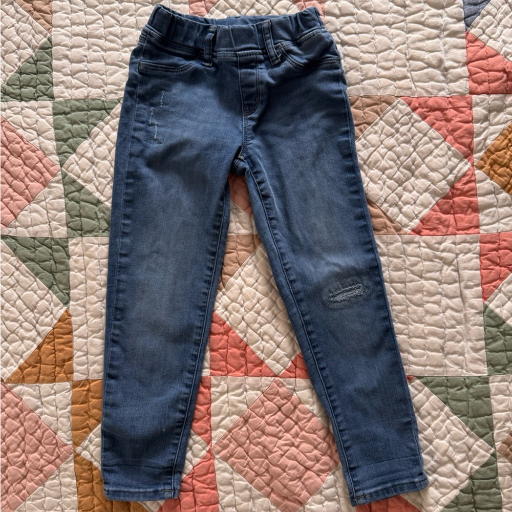 3 FOR $15 - Uniqlo distressed-look toddler blue jeans leggings 3-4 yrs